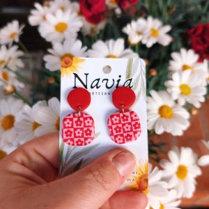 Flor cuadrada rosa y rojo