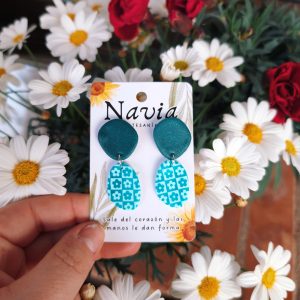 Flor cuadrada turquesa grande