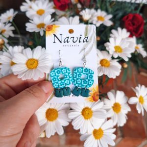 Flor al  quadrado turquesa